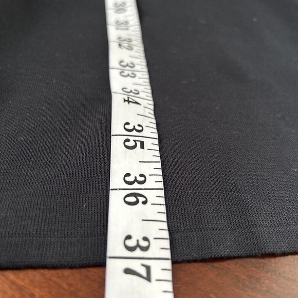 Misook Dress Sz Small Black‎ Shift Dress Leather Trim Long Sleeve Zipper Accent - Picture 6 of 7